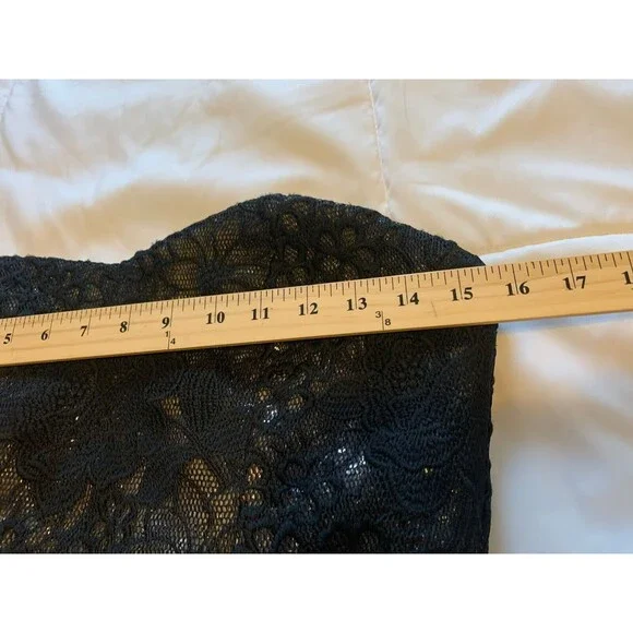 Badgley Mischka Womens Karmin Gown Dress Black Lace Overlay Sequined Gown Sz 8 - Picture 13 of 15